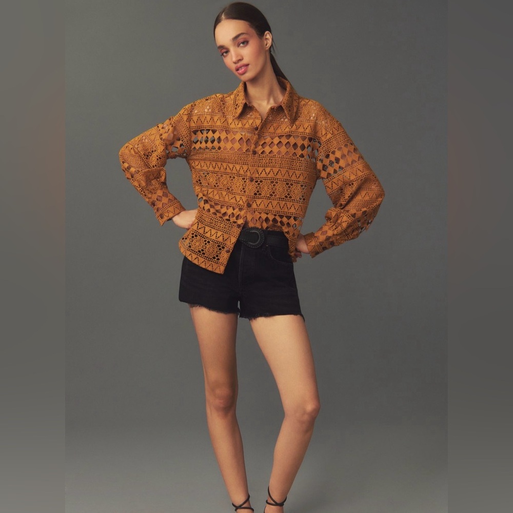 Women's Caramel Brown Button Down Shirt #208